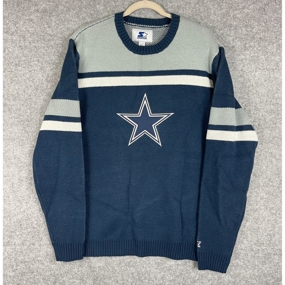 Starter Dallas Cowboys Sweater Mens Large Knit Spellout Star Logo NFL NWT